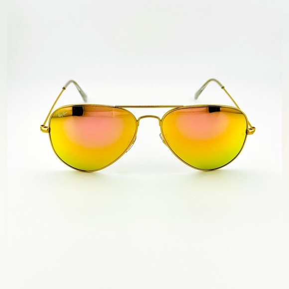 Ray-Ban Sunglasses Aviator Flash Lenses RB3025 Matte Gold Frame Yellow Lenses main image 10